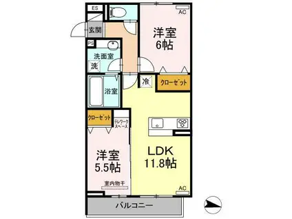 メゾン・ド・キャトルVII(2LDK/2階)の間取り写真