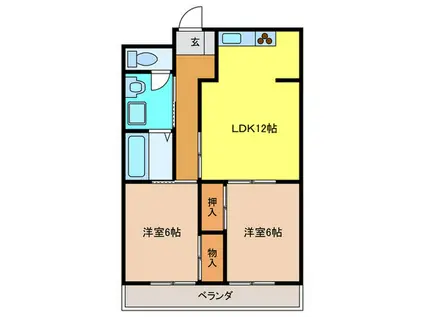 サンローゼうねの(2LDK/4階)の間取り写真