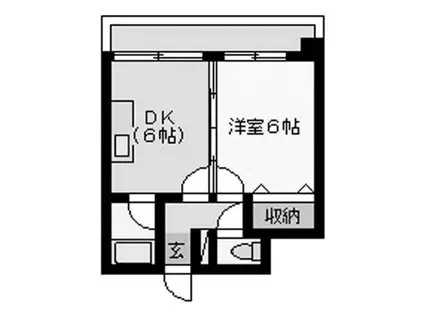 クオーレ中川(1DK/3階)の間取り写真