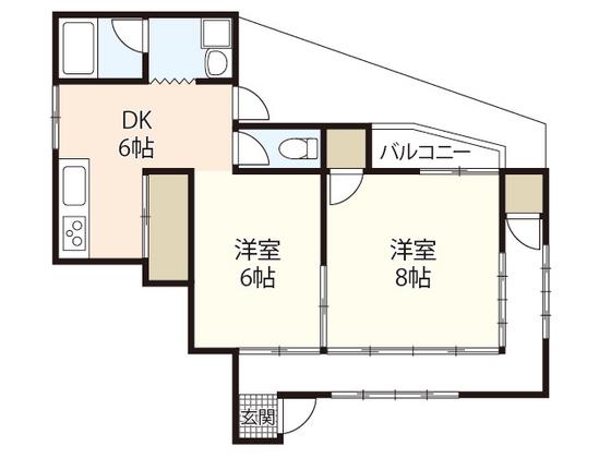 古江上1丁目アパート(2DK/1階)の間取り写真