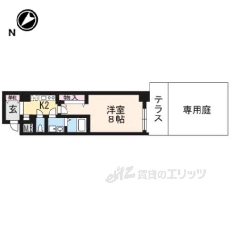インベスト京都修学院(1K/1階)の間取り写真
