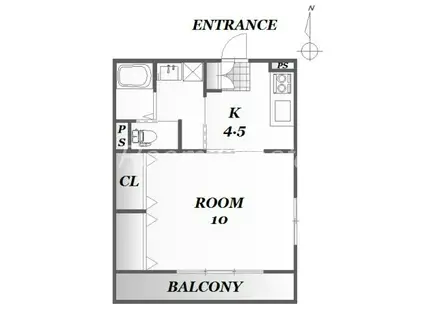 シュール南佐古(1K/2階)の間取り写真