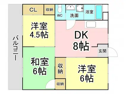サンハイツ引野口(3DK/3階)の間取り写真