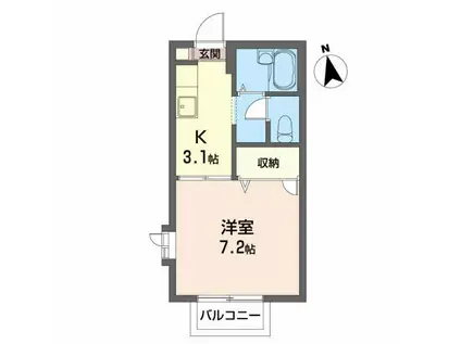 ぱすてるはうすR(1K/2階)の間取り写真
