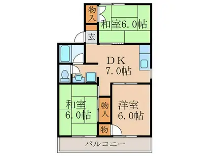 セジュールカモン(3DK/2階)の間取り写真