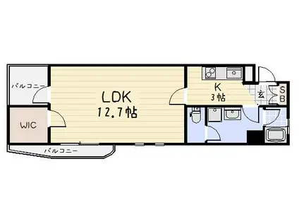アヴィニールグランデ金田(1K/5階)の間取り写真