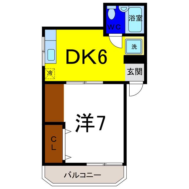 スカイハイツIII(1DK/4階)の間取り写真