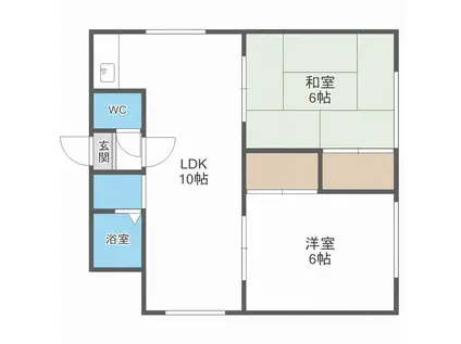 サンシティ篠路(2LDK/1階)の間取り写真