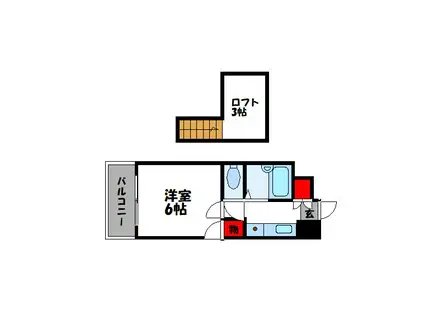 モーリックス立岩(1K/2階)の間取り写真