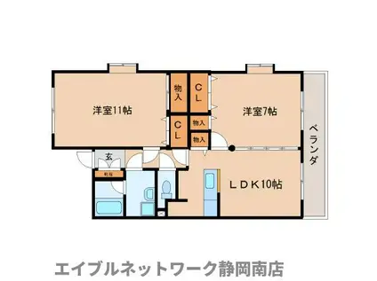 マ・メゾンYO(2LDK/1階)の間取り写真