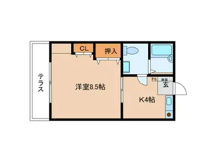 千里ハイツ(1K/1階)の間取り写真