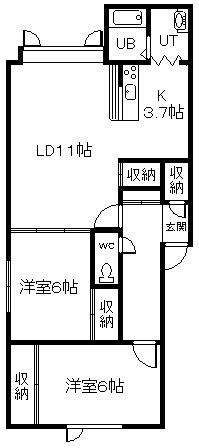 エネーロA(2LDK/2階)の間取り写真