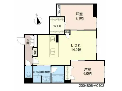 BEREO STAGE新鳥栖(2LDK/1階)の間取り写真