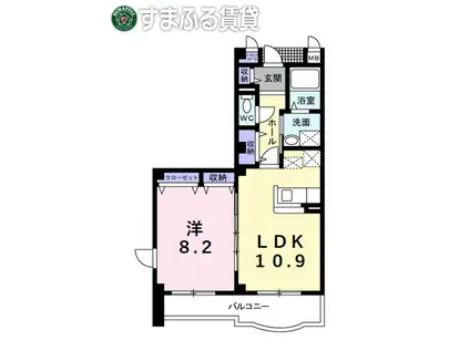 サンライズ伏見(1LDK/1階)の間取り写真