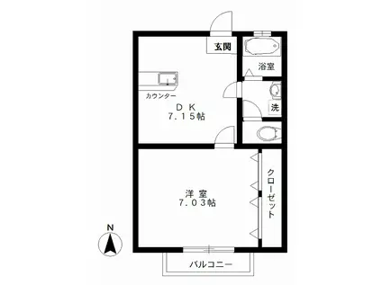 エスポワールオキツ(1DK/1階)の間取り写真