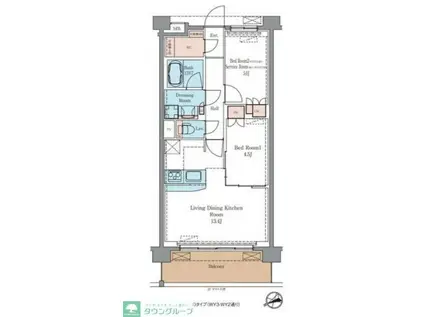 ラグゼナ平井ノース(1SLDK/2階)の間取り写真