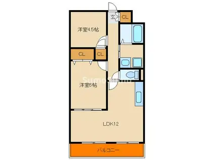メゾンポパイ(2LDK/3階)の間取り写真
