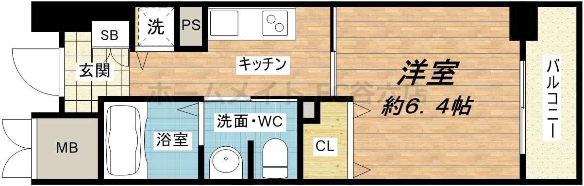 CITYSPIRE靭公園(1K/7階)の間取り写真
