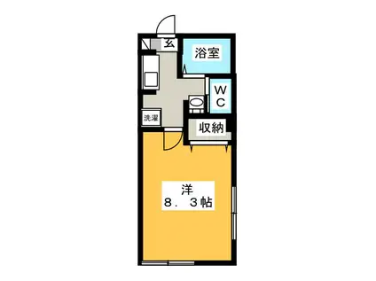 ヴィラーミ松葉(1K/2階)の間取り写真