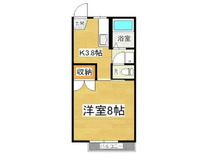 フォーブルジョイ B棟(1K/2階)の間取り写真