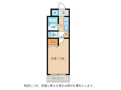 パストラール小脇(1K/2階)の間取り写真