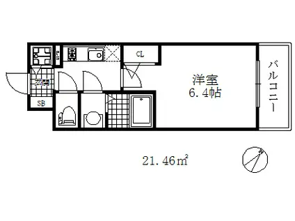 エスリード神戸兵庫駅アクアヴィラ(1K/3階)の間取り写真