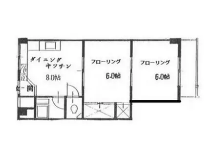 鈴蘭ビル(2DK/6階)の間取り写真