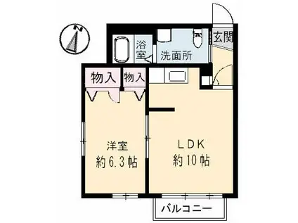 ラ・コリーヌ福泊(1LDK/1階)の間取り写真