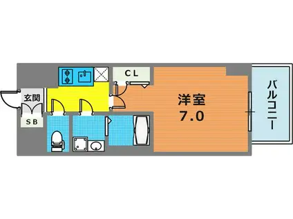 エスリード神戸元町ヒルズ(1K/4階)の間取り写真