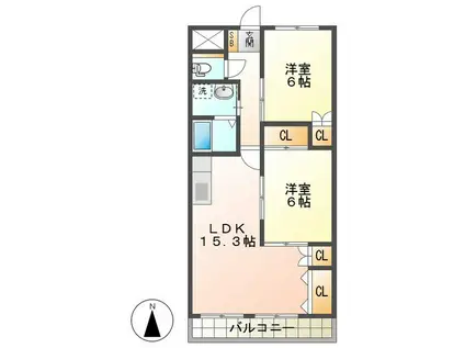 カーサファミリア(2LDK/2階)の間取り写真