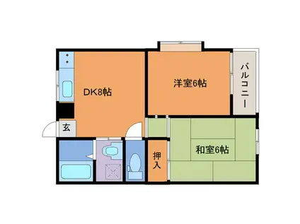 グランドステージ(2DK/1階)の間取り写真