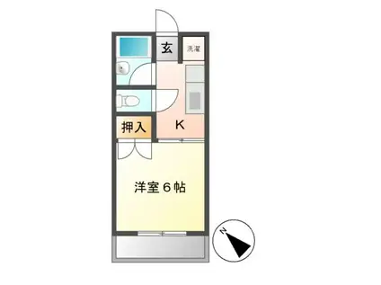 オレンジハウス(1K/2階)の間取り写真