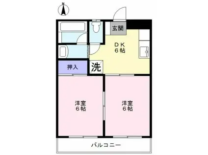 浦和領家コーポB棟(2DK/1階)の間取り写真