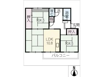 知立団地34棟(2LDK/2階)の間取り写真