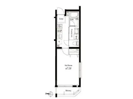 ハーモニーレジデンス清澄白河(1K/1階)の間取り写真