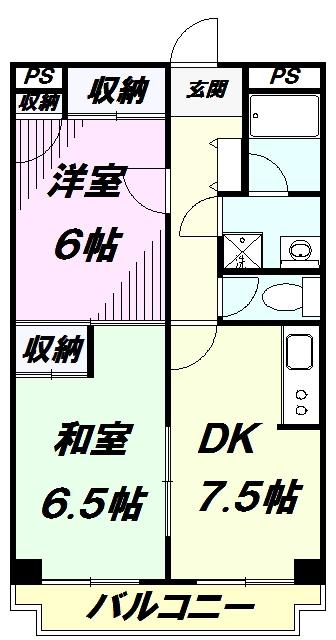 リバーサイド西八王子(2DK/3階)の間取り写真