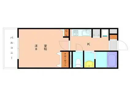 アーバン21B(1K/3階)の間取り写真