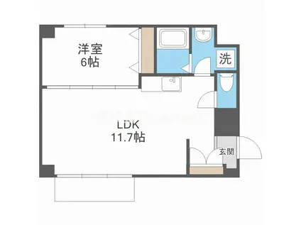 CITY SPIRE難波ウエストII(1LDK/7階)の間取り写真