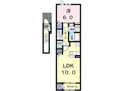 エレガンシアゼファーI(1LDK/2階)の間取り写真