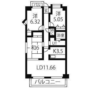 ファーニス白壁(3LDK/7階)の間取り写真
