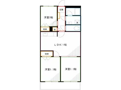 メゾン・ド・クインテット(3LDK/2階)の間取り写真