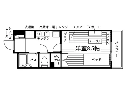 WINDOM松崎(1K/2階)の間取り写真