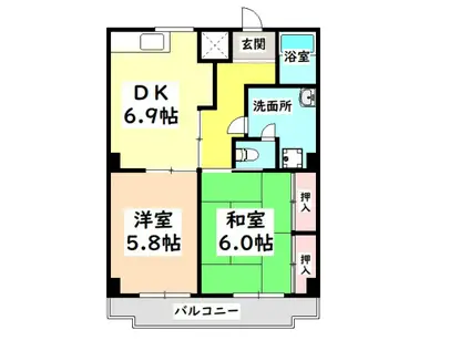 レジデンス横山(2DK/4階)の間取り写真