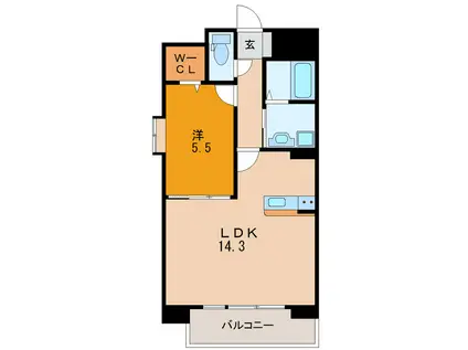 アンクレージュ菊陽(1LDK/10階)の間取り写真