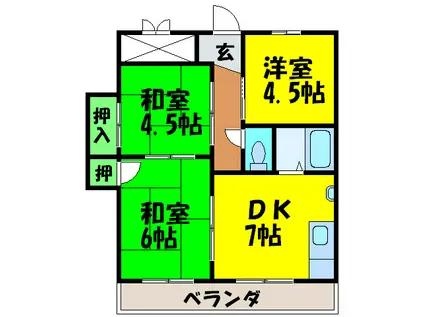 エスポワール岩田I(3DK/2階)の間取り写真