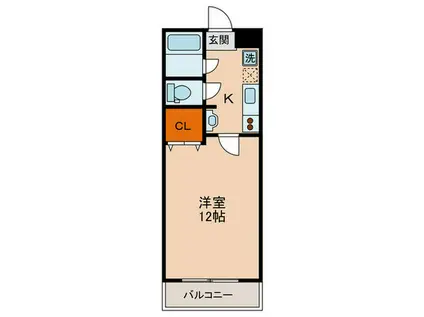 ルセール(1K/2階)の間取り写真