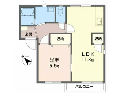 フレグランスFOREVER C(1LDK/1階)の間取り写真