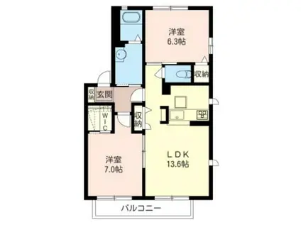 エスポワールB(2LDK/1階)の間取り写真
