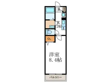 リブリ・長岡京(1K/2階)の間取り写真