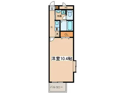 アンプルールフェールKOKI(1K/1階)の間取り写真